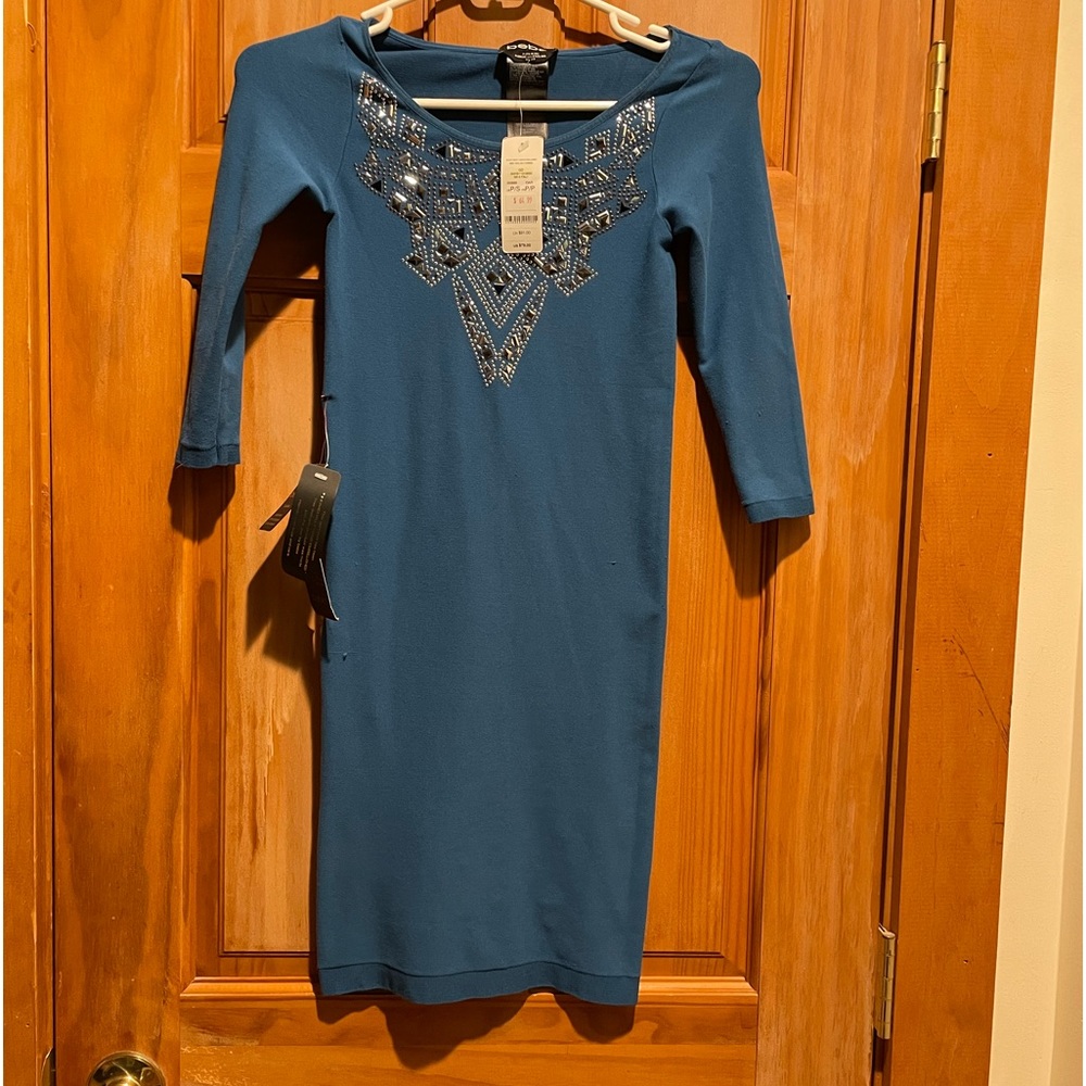 Blue body con dress, NWT S/P